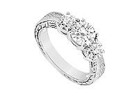 Three Stone Diamond Ring : 14K White Gold - 1.00 CT Diamonds