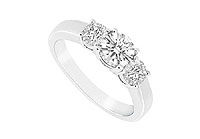 Three Stone Diamond Ring : 14K White Gold - 0.33 CT Diamonds