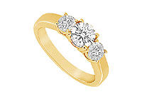Three Stone Diamond Ring : 14K Yellow Gold - 0.33 CT Diamonds
