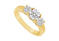 Three Stone Diamond Ring : 14K Yellow Gold - 0.50 CT Diamonds