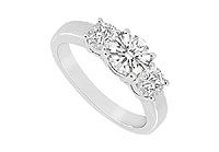 Three Stone Diamond Ring : 14K White Gold - 0.75 CT Diamonds