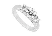 Three Stone Diamond Ring : 14K White Gold - 1.00 CT Diamonds