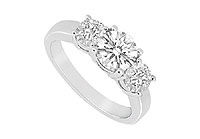 Three Stone Diamond Ring : 14K White Gold - 1.25 CT Diamonds