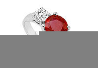 Three Stone Ruby and Diamond Ring : 14K White Gold - 2.00 CT TGW