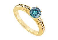 Blue Diamond Ring : 14K Yellow Gold - 0.75 CT Diamonds