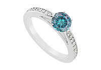 Blue Diamond Ring : 14K White Gold - 0.75 CT Diamonds