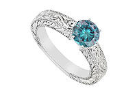 Blue Diamond Ring : 14K White Gold - 0.50 CT Diamonds