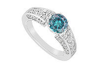 Blue Diamond Ring : 14K White Gold - 2.00 CT Diamonds