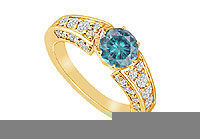 Blue Diamond Ring : 14K Yellow Gold - 2.00 CT Diamonds
