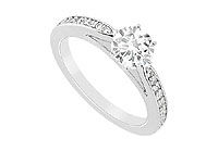 Diamond Engagement Ring : 14K White Gold - 0.75 CT Diamonds