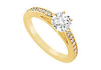 Diamond Engagement Ring : 14K Yellow Gold - 0.75 CT Diamonds