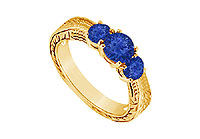 Sapphire Three Stone Ring : 14K Yellow Gold - 0.33 CT TGW