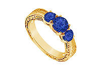 Sapphire Three Stone Ring : 14K Yellow Gold - 0.50 CT TGW