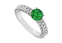 Emerald Ring : 14K White Gold - 0.50 CT TGW