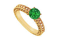 Emerald Ring : 14K Yellow Gold - 0.50 CT TGW