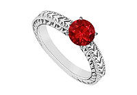 Ruby Ring : 14K White Gold - 0.50 CT TGW