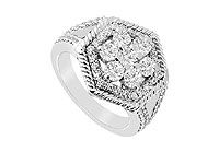 Diamond Flower Ring : 14K White Gold - 0.75 CT Diamonds