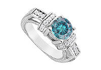 Blue Diamond Engagement Ring : 14K White Gold - 1.50 CT Diamonds