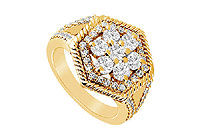 Diamond Flower Ring : 14K Yellow Gold - 0.75 CT Diamonds