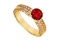 Ruby Ring : 14K Yellow Gold - 0.50 CT TGW