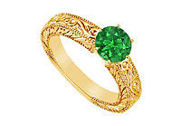 Emerald Ring : 14K Yellow Gold - 0.50 CT TGW