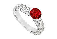 Ruby Ring : 14K White Gold - 0.50 CT TGW
