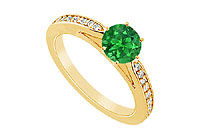 Emerald and Diamond Ring : 14K Yellow Gold - 1.25 CT TGW