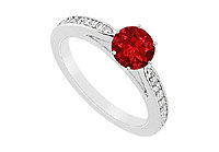 Ruby and Diamond Ring : 14K White Gold - 1.25 CT TGW