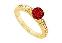 Ruby and Diamond Ring : 14K Yellow Gold - 1.25 CT TGW
