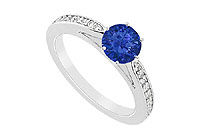Sapphire and Diamond Ring : 14K White Gold - 1.25 CT TGW