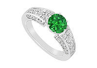 Emerald and Diamond Ring : 14K White Gold - 2.00 CT TGW