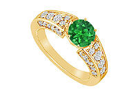 Emerald and Diamond Ring : 14K Yellow Gold - 2.00 CT TGW