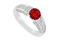 Ruby and Diamond Ring : 14K White Gold - 2.00 CT TGW