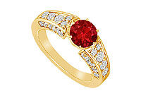 Ruby and Diamond Ring : 14K Yellow Gold - 2.00 CT TGW