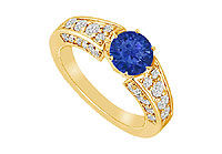 Sapphire and Diamond Ring : 14K Yellow Gold - 2.00 CT TGW