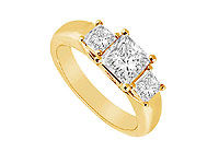 Three Stone Diamond Ring : 14K Yellow Gold - 0.50 CT Diamonds