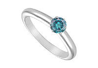 Blue Diamond Solitaire Ring : 14K White Gold  0.25 CT Diamond