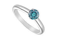 Blue Diamond Solitaire Ring : 14K White Gold  0.50 CT Diamond