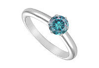 Blue Diamond Solitaire Ring : 14K White Gold  0.75 CT Diamond