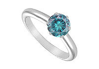 Blue Diamond Solitaire Ring : 14K White Gold  1.50 CT Diamond