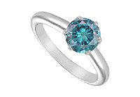 Blue Diamond Solitaire Ring : 14K White Gold  2.00 CT Diamond