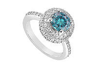 Blue Diamond Engagement Ring : 14K White Gold - 1.25 CT Diamonds
