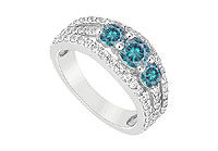 Blue Diamond Engagement Ring : 14K White Gold - 1.00 CT Diamonds