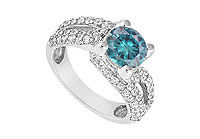 Blue Diamond Engagement Ring : 14K White Gold - 1.00 CT Diamonds