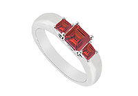 Three Stone Ruby Ring : 14K White Gold - 0.25 CT TGW