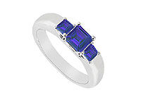 Three Stone Sapphire Ring : 14K White Gold - 0.25 CT TGW