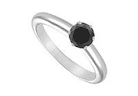 Black Diamond Solitaire Ring : 14K White Gold - 0.50 CT Diamond