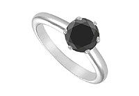 Black Diamond Solitaire Ring : 14K White Gold - 2.00 CT Diamond