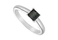 Black Diamond Solitaire Ring : 14K White Gold - 0.50 CT Diamond