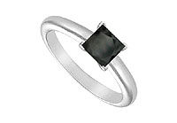 Black Diamond Solitaire Ring : 14K White Gold - 1.00 CT Diamond
